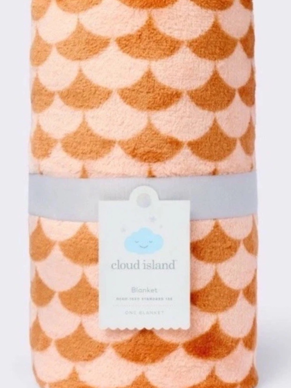 cloud island Peach and Tan Scallop Baby Throw